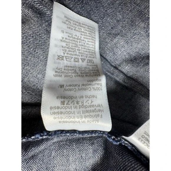 J Crew Women's Denim Blouse Dark Blue Button Up Long Sleeve Cotton SIZE LARGE - Picture 7 of 8